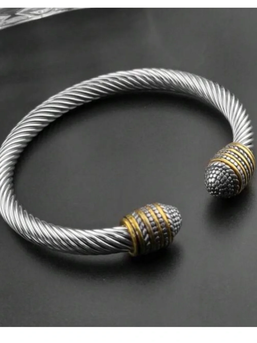 Silver and Gold Cable Cuff Bracelet
